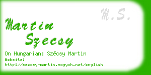martin szecsy business card