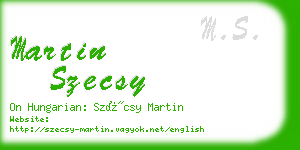 martin szecsy business card